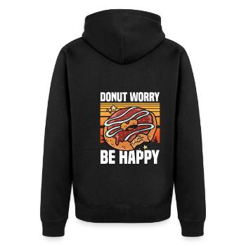 Donut worry Be happy - Unisex Premium Organic Zip Hoodie - black - Back - Nico (187cm)
