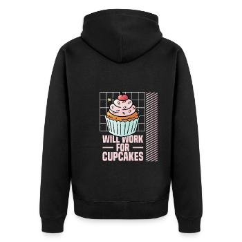 Arbeite Für Kawaii Cupcakes - Unisex Premium Bio Zip Hoodie - Schwarz - Hinten - Nico (187cm)