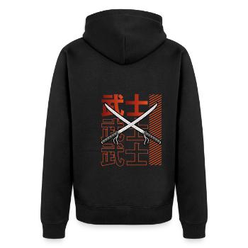Japanese Samurai Katana - Unisex Premium Organic Zip Hoodie - black - Back - Nico (187cm)
