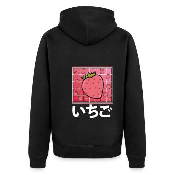 Belle fraise Kawaii - Veste à capuche bio Premium Unisexe - noir - Dos - Nico (187cm)