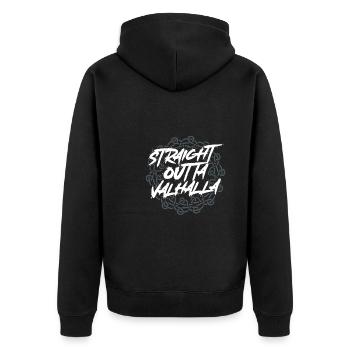 Direkt Aus Walhalla - Unisex Premium Bio Zip Hoodie - Schwarz - Hinten - Nico (187cm)