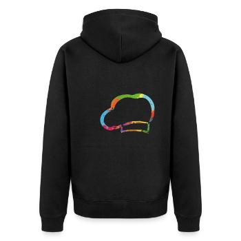 Bunte Bäckermütze - Unisex Premium Bio Zip Hoodie - Schwarz - Hinten - Nico (187cm)