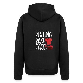 Resting cheek face - Unisex Premium Organic Zip Hoodie - black - Back - Nico (187cm)
