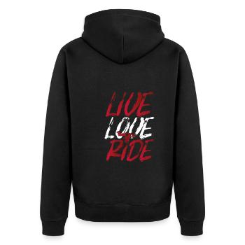 Motorcycle Live Love Ride - Unisex Premium Organic Zip Hoodie - black - Back - Nico (187cm)