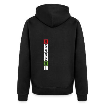 Motorcycle GearShift Six - Unisex Premium Organic Zip Hoodie - black - Back - Nico (187cm)