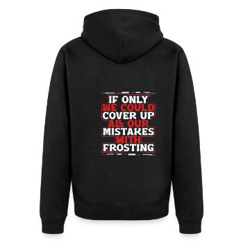Cover all defects with frosting - Unisex Premium Organic Zip Hoodie - black - Back - Nico (187cm)