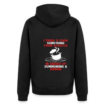 I tried to do something from scratch - Unisex Premium Organic Zip Hoodie - black - Back - Nico (187cm)