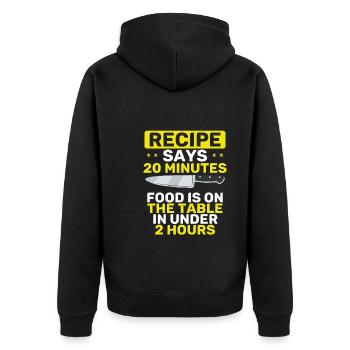 Rezept Sagt Falsch - Unisex Premium Bio Zip Hoodie - Schwarz - Hinten - Nico (187cm)