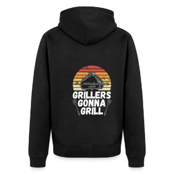 Grillers Will Grill - Unisex Premium Organic Zip Hoodie - black - Back - Nico (187cm)
