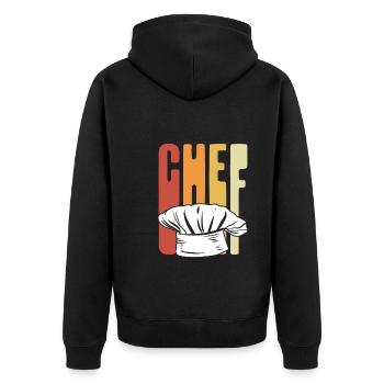 Chef's hat Retro - Unisex Premium Organic Zip Hoodie - black - Back - Nico (187cm)