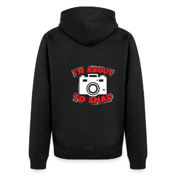 Ich Bin Kurz Davor Zu Schnappen - Unisex Premium Bio Zip Hoodie - Schwarz - Hinten - Nico (187cm)