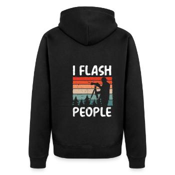 I Flash People Cameraman - Unisex Premium Organic Zip Hoodie - black - Back - Nico (187cm)