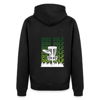 Catch basket for disc golf - Unisex Premium Organic Zip Hoodie - black - Back - Nico (187cm)