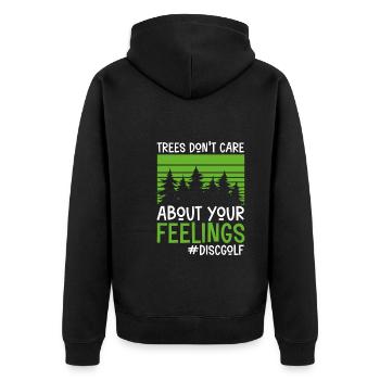 Über Ihr Discgolf gefühl - Unisex Premium Bio Zip Hoodie - Schwarz - Hinten - Nico (187cm)