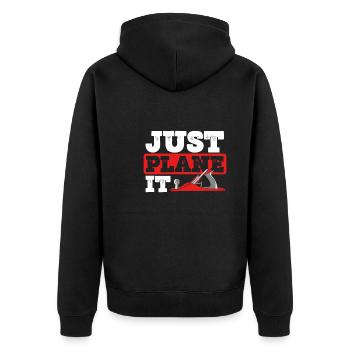 Planen Sie Es Einfach - Unisex Premium Bio Zip Hoodie - Schwarz - Hinten - Nico (187cm)