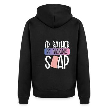Ich Würde Lieber Seife Machen - Unisex Premium Bio Zip Hoodie - Schwarz - Hinten - Nico (187cm)
