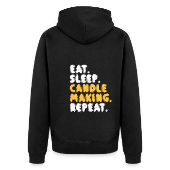 Eat Sleep Candles Repeat - Unisex Premium Organic Zip Hoodie - black - Back - Nico (187cm)