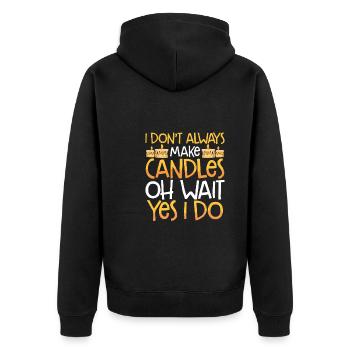 Ich Mache Kerzen - Unisex Premium Bio Zip Hoodie - Schwarz - Hinten - Nico (187cm)