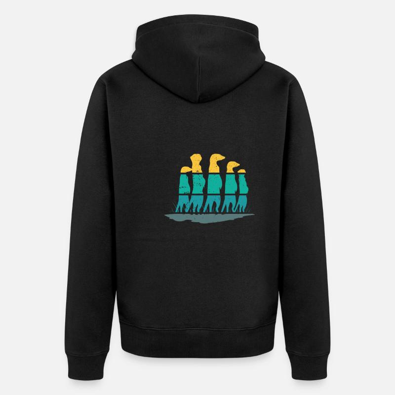 Erdmännchen Blau Und Gelb - Unisex Premium Bio Zip Hoodie - Schwarz