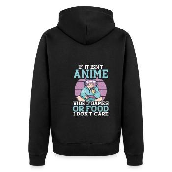 Wenn es kein Anime ist - Unisex Premium Bio Zip Hoodie - Schwarz - Hinten - Nico (187cm)