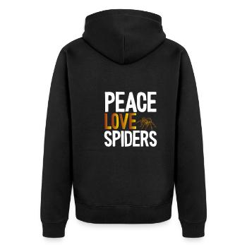 Frieden liebe Spinnen - Unisex Premium Bio Zip Hoodie - Schwarz - Hinten - Nico (187cm)