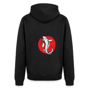 Carpe Koi blanche - Veste à capuche bio Premium Unisexe - noir - Dos - Nico (187cm)
