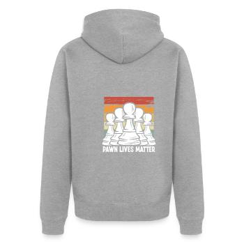 Bauer richtig bewegen - Unisex Premium Bio Zip Hoodie - Grau meliert - Hinten - Nico (187cm)