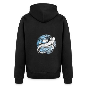Vagues bleues de carpe koï - Veste à capuche bio Premium Unisexe - noir - Dos - Nico (187cm)