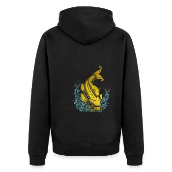 Carpe koi jaune - Veste à capuche bio Premium Unisexe - noir - Dos - Nico (187cm)