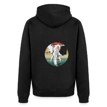 Eléphant dans Le Rétro Vintage - Veste à capuche bio Premium Unisexe - noir - Dos - Nico (187cm)