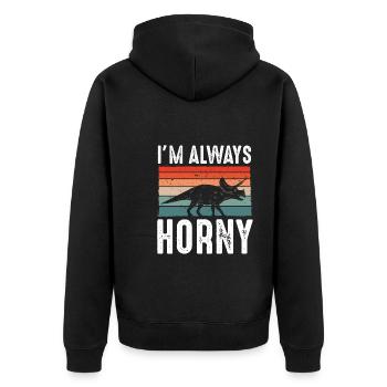 Triceratops is always horny - Unisex Premium Organic Zip Hoodie - black - Back - Nico (187cm)