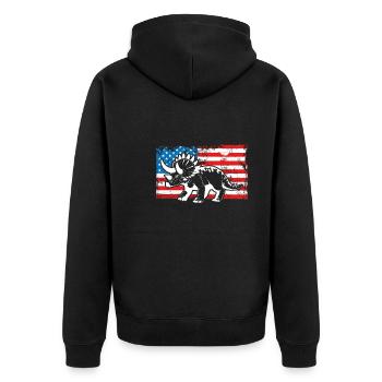Triceratops Auf Einer Usa-flagge - Unisex Premium Bio Zip Hoodie - Schwarz - Hinten - Nico (187cm)