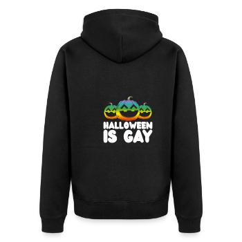 Halloween ist schwul - Unisex Premium Bio Zip Hoodie - Schwarz - Hinten - Nico (187cm)