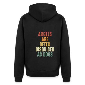 Engel Werden Oft Als Hunde Verkleidet - Unisex Premium Bio Zip Hoodie - Schwarz - Hinten - Nico (187cm)