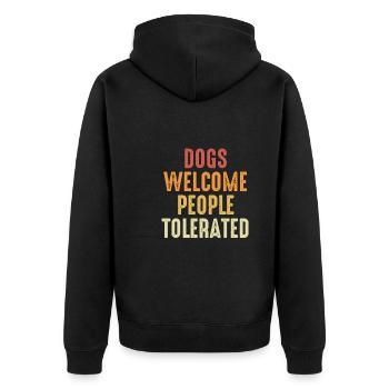 Hunde Willkommen - Unisex Premium Bio Zip Hoodie - Schwarz - Hinten - Nico (187cm)