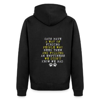 Katzen Haben Eine Art, Menschen Zu - Unisex Premium Bio Zip Hoodie - Schwarz - Hinten - Nico (187cm)