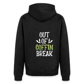 Raus Aus Der Sargpause - Unisex Premium Bio Zip Hoodie - Schwarz - Hinten - Nico (187cm)