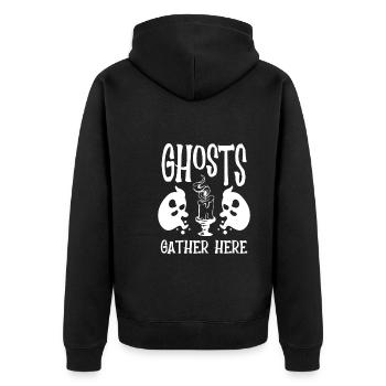 This is where ghosts gather - Unisex Premium Organic Zip Hoodie - black - Back - Nico (187cm)