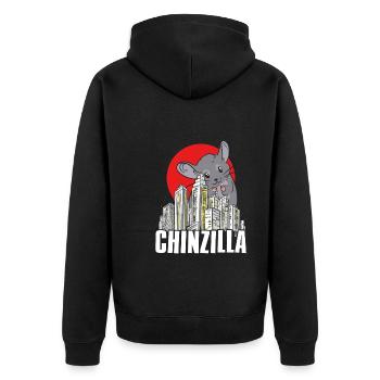 Süße Chinchilla In Der Stadt - Unisex Premium Bio Zip Hoodie - Schwarz - Hinten - Nico (187cm)