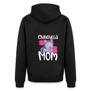 Chinchilla Mutter - Unisex Premium Bio Zip Hoodie - Schwarz - Hinten - Nico (187cm)
