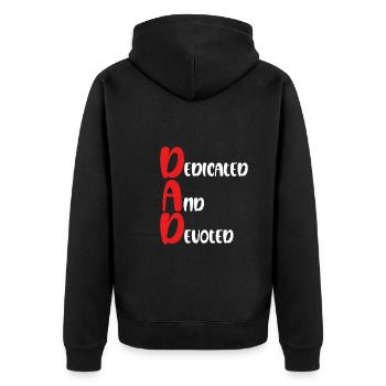 Committed And Devoted - Unisex Premium Organic Zip Hoodie - black - Back - Nico (187cm)