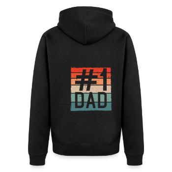 Vater Nummer Eins - Unisex Premium Bio Zip Hoodie - Schwarz - Hinten - Nico (187cm)