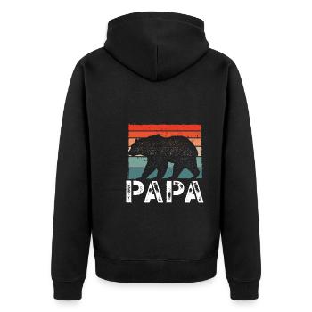 Bear in Vintage Retro - Unisex Premium Organic Zip Hoodie - black - Back - Nico (187cm)