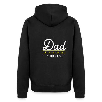 Fünf Sterne Papa - Unisex Premium Bio Zip Hoodie - Schwarz - Hinten - Nico (187cm)
