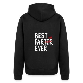Am Besten Weit Und Breit - Unisex Premium Bio Zip Hoodie - Schwarz - Hinten - Nico (187cm)