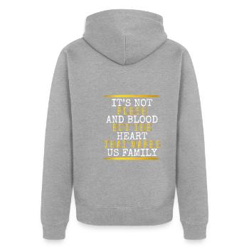 The heart that makes us a family - Unisex Premium Organic Zip Hoodie - heather grey - Back - Nico (187cm)