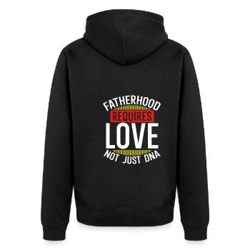 Vaterschaft Erfordert Liebe - Unisex Premium Bio Zip Hoodie - Schwarz - Hinten - Nico (187cm)