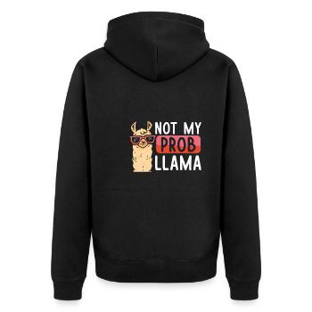 Not My Problem Lama - Unisex Premium Organic Zip Hoodie - black - Back - Nico (187cm)
