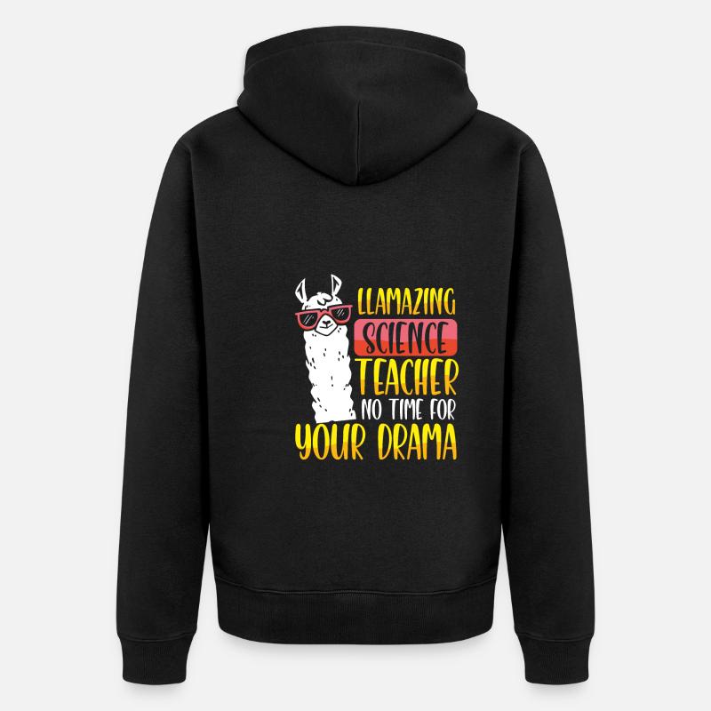 Lama Professeur de sciences naturelles - Veste à capuche bio Premium Unisexe - noir