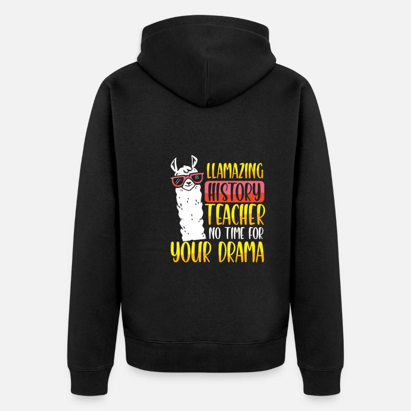 Professeur d’histoire lama - Veste à capuche bio Premium Unisexe - noir